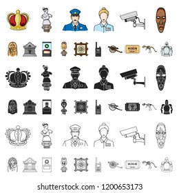 Museum and gallery cartoon icons in set collection for design. Storage and exhibition of showpiece vector symbol stock web illustration.