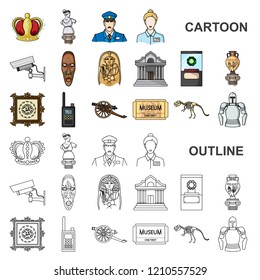 Museum and gallery cartoon icons in set collection for design. Storage and exhibition of showpiece vector symbol stock web illustration.