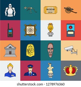 Museum and gallery cartoon icons in set collection for design. Storage and exhibition of showpiece vector symbol stock web illustration.