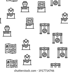 Museum Gallery Exhibit Vector Seamless Pattern Thin Line Illustration