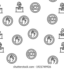Museum Gallery Exhibit Vector Seamless Pattern Thin Line Illustration