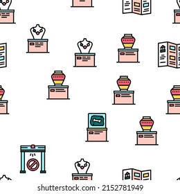 Museum Gallery Exhibit Vector Seamless Pattern Thin Line Illustration