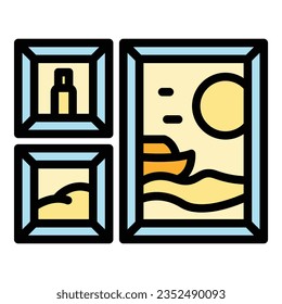 Museum gallery icon outline vector. Art people. Culture artwork color flat