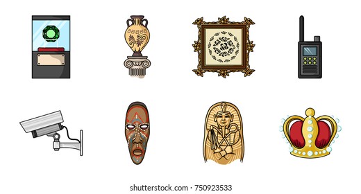 Museum and gallery icons in set collection for design. Storage and exhibition of showpiece vector symbol stock  illustration.