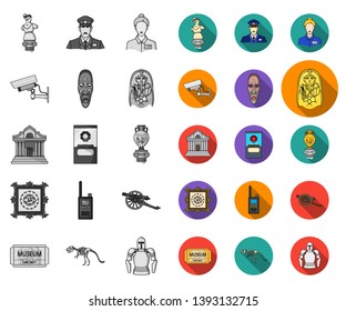 Museum and gallery mono,flat icons in set collection for design. Storage and exhibition of showpiece vector symbol stock web illustration.