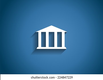 Museum Glossy Icon Vector Illustration