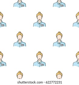 Museum guide icon in cartoon style isolated on white background. Museum pattern stock vector illustration.