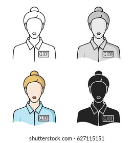 Museum guide icon in cartoon style isolated on white background. 