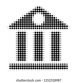 Museum halftone dotted icon. Halftone array contains circle dots. Vector illustration of museum icon on a white background.