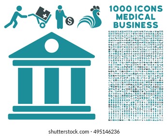Museum icon with 1000 medical commercial soft blue vector pictographs. Collection style is flat bicolor symbols, white background.