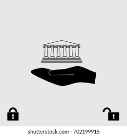 Museum icon, architectural element vector illustration