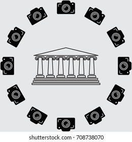 Museum icon, architectural element vector illustration