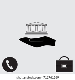 Museum icon, architectural element vector illustration