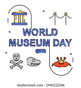 Museum icon and elements design. Easy to edit with vector file. Can use for your creative content. Especially about museum day campaign in this may.
