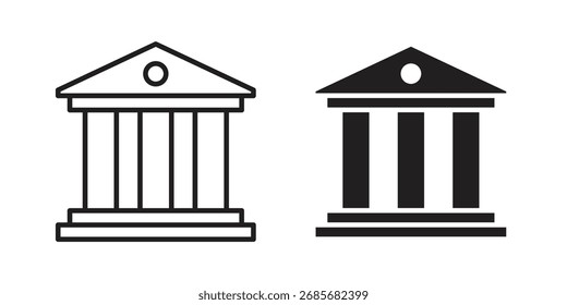 Icono de museo plano logo en blanco y negro