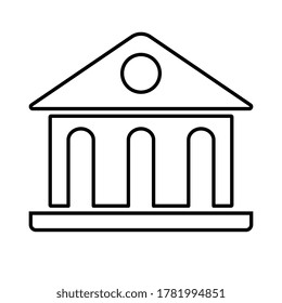 Icono de museo diseño plano aislado en fondo blanco, ilustración vectorial
