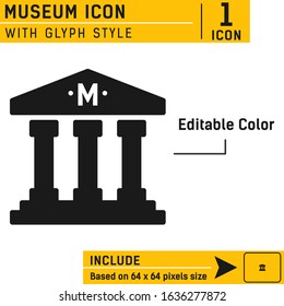 Museum icon isolated on white background. Repository vector illustration. Vector icon with glyph style. Design for business, web site or mobile app, web and other. Editable color and size. EPS file