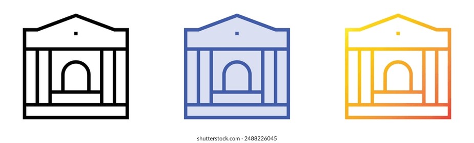 museum icon. Linear, Blue Fill and Gradient Style Design Isolated On White Background
