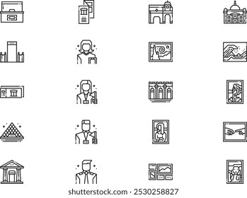 A coleção Museum icon pack é uma ilustração vetorial com traçado editável.