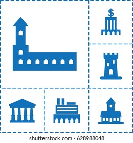 Museum icon. set of 6 museum filled icons such as castle, court