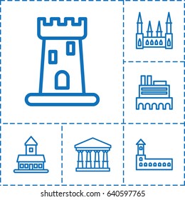 Museum icon. set of 6 museum outline icons such as castle