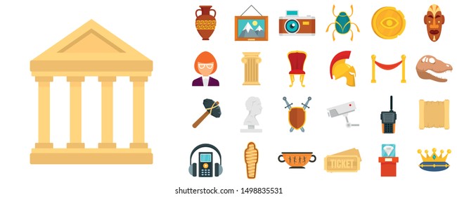 Museum Icon Set. Flat Set Of Museum Vector Icons For Web Design