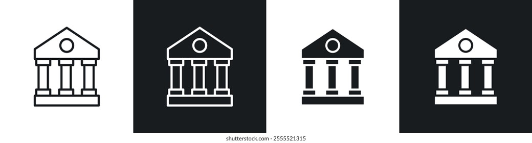 Museum icon vector collection in black and white.