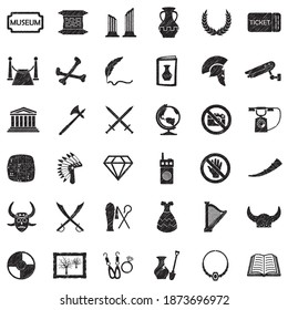 Museum Icons. Black Scribble Design. Vector Illustration.