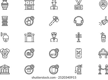 Museum icons collection is a vector illustration with editable stroke.