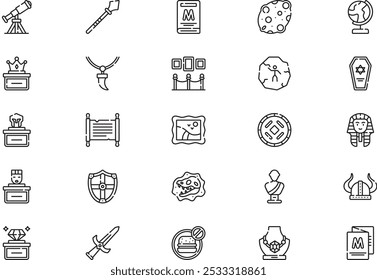Museum icons collection is a vector illustration with editable stroke.