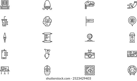 Museum icons High-Quality Vector Icons Collection with Editable Stroke. Ideal for Professional and Creative Projects.