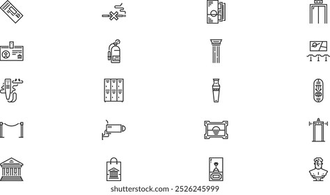 Museumssymbole Hochwertige Vektorsymbol-Kollektion mit bearbeitbarem Strich. Ideal für professionelle und kreative Projekte.