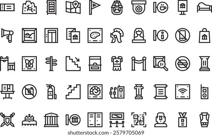 Museum icons High-Quality Vector Icons Collection with Editable Stroke. Ideal for Professional and Creative Projects