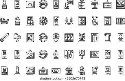 Museum icons High-Quality Vector Icons Collection with Editable Stroke. Ideal for Professional and Creative Projects