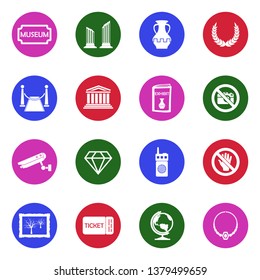 Museum Icons. Set 2. White Flat Design In Circle. Vector Illustration.