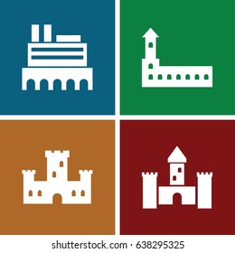 Museum icons set. set of 4 museum filled icons such as