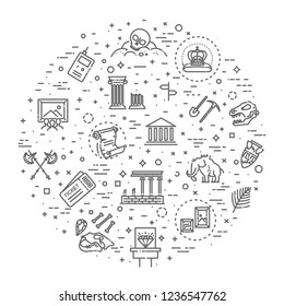 museum icons set. museum exhibits collection. Thin line design