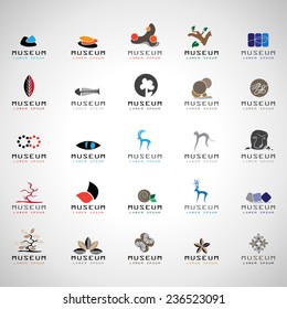 Museum Icons Set - Isolated On Gray Background - Vector Illustration, Graphic Design, Editable For Your Design 