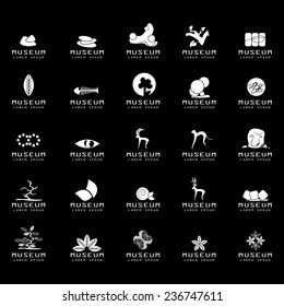 Museum Icons Set - Isolated On Black Background - Vector Illustration, Graphic Design, Editable For Your Design 