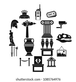 Museum icons set in simple style. Antique and culture symbols set collection vector illustration