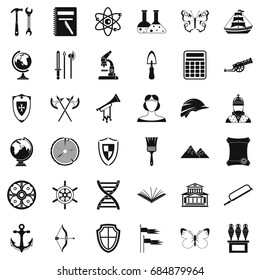 Museum icons set, simple style