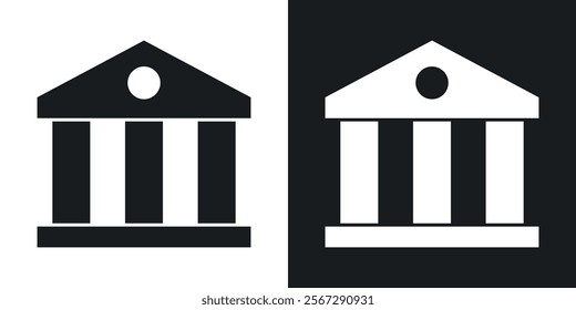 Museum icons in solid black and white colors