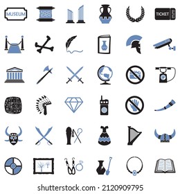 Museum Icons. Two Tone Flat Design. Vector Illustration.