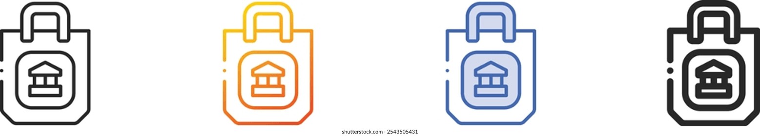 museum icon.Thin Linear, Gradient, Blue Stroke and bold Style Design Isolated On White Background