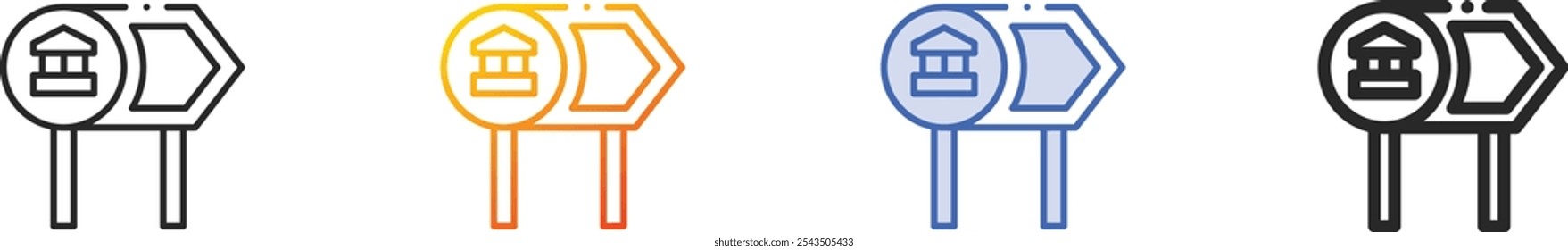 museum icon.Thin Linear, Gradient, Blue Stroke and bold Style Design Isolated On White Background