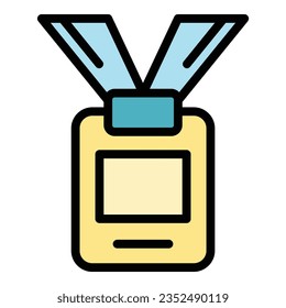 Museum id card icon outline vector. Culture artwork. Gallery artist color flat