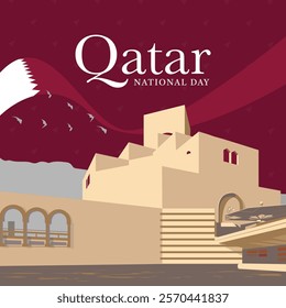 The Museum of Islamic Art Doha Qatar National Day 2025 vector art