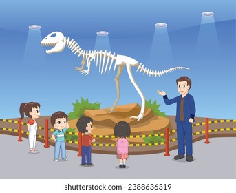 museum kid cartoon vector illustrator