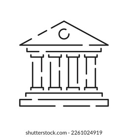 Museum line icon. Entertainment icon. Antique Column linear pictogram isolated on white pixel perfect illustration building