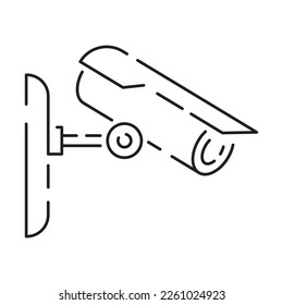 Museum line icon. Entertainment icon. Antique Column linear pictogram isolated on white pixel perfect illustration. Security camera